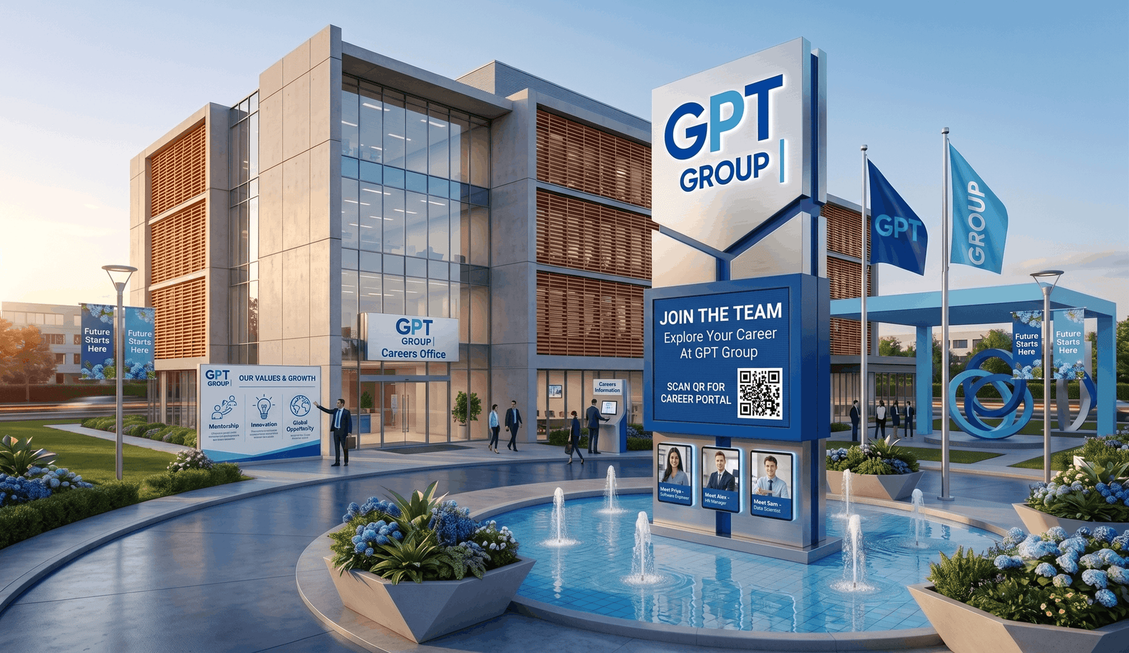 GPT Group team collaborating in a modern office